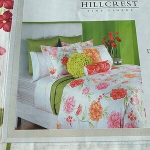 NWT Hillcrest BLOOM Big Floral Pink Orange Green Full Duvet + 2 Pillow Shams